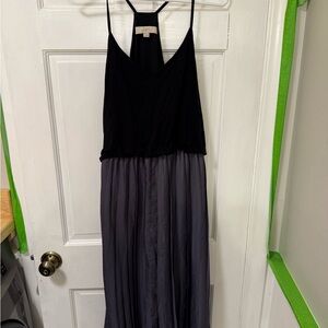 LOFT Black and Gray Maxi Dress